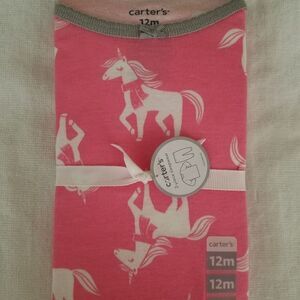 Carter’s Girls Pajama Set Pink Unicorn Print Size 12 Months 2-Piece Sleepwear
